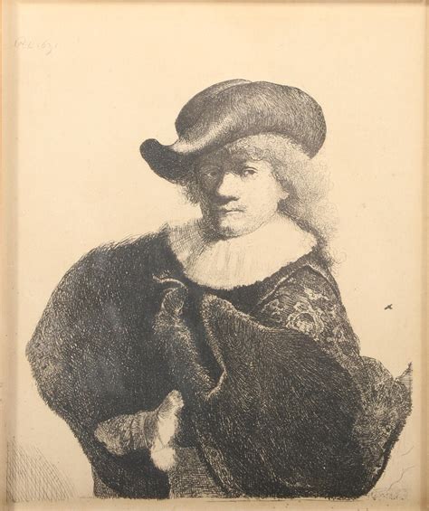 Lot Rembrandt Van Rijn Dutch 1606 1669 Self Portrait In A Soft Hat And Embroidered Cloak