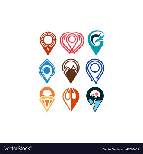 Set of map mark location icon icons Royalty Free Vector