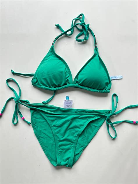 Green Triangle Bikini Women S Fashion Swimwear Bikinis Swimsuits On Carousell
