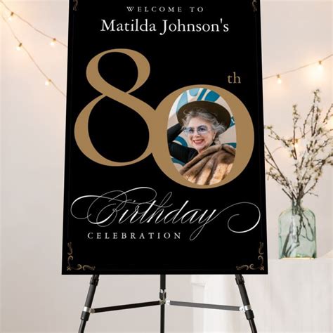 Gold Black Th Birthday Party Welcome Sign Board Zazzle Th