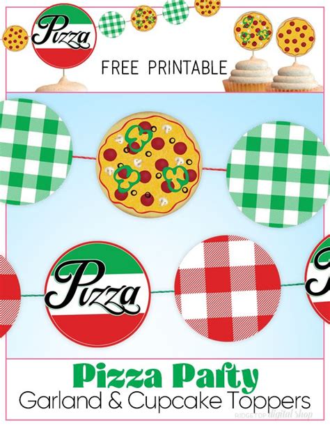 Pizza Party Garland Free Printable • Ridgetop Digital Shop Pizza