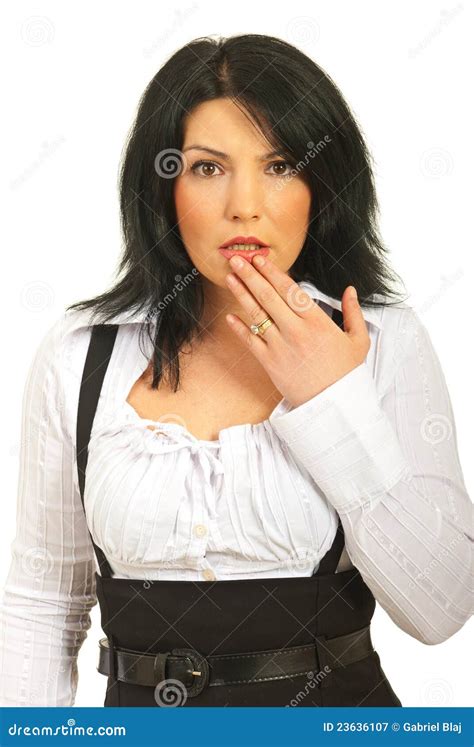 Scared Amazed Woman Stock Image Image Of Hurt Mouth