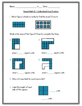 Reveal Math Practice Rd Grade Understand Area By Joanna Riley