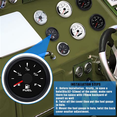 Geloo Marine Fuel Gauge 52mm Boat Gauge Digital Fuel