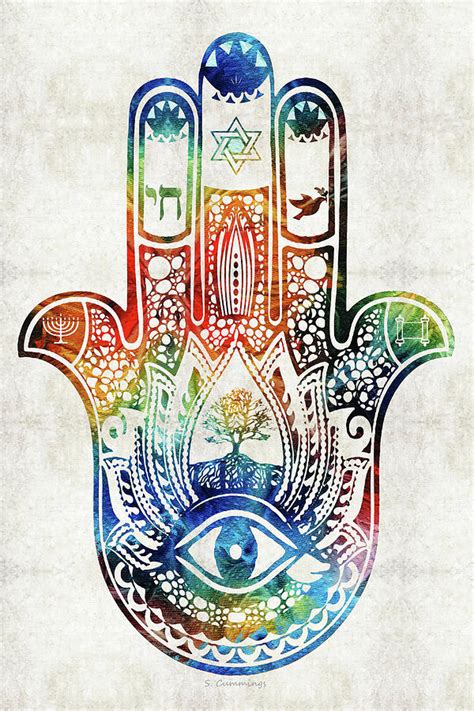 Colorful Hamsa Hand - Jewish Art - Sharon Cummings Painting by Sharon ...