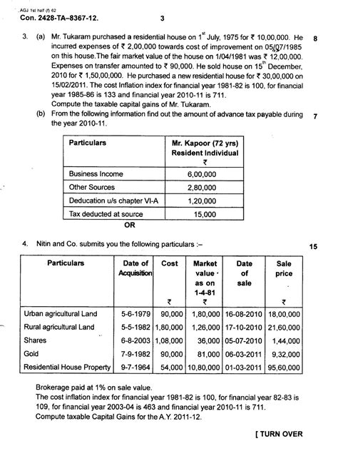 Question Papers Collection Taxation Paper Iv Direct Tax Paper Ii Baf