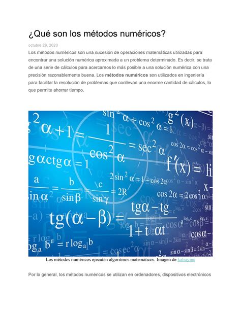 Qué Son Los Métodos Numéricos ¿qué Son Los Métodos Numéricos Octubre