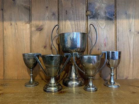 Vintage Collection Of 5 Silver Plate Trophies Trophy Trophies