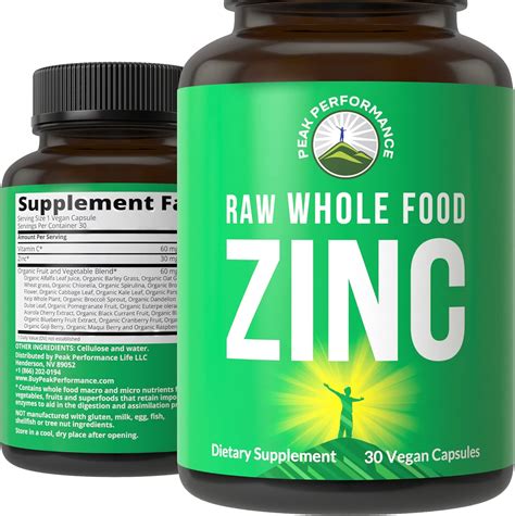 Buy Raw Whole Food Best Vegan Zinc Supplement With Vitamin C Zinc