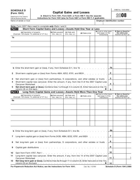 1041 Schedule D Tax Worksheet