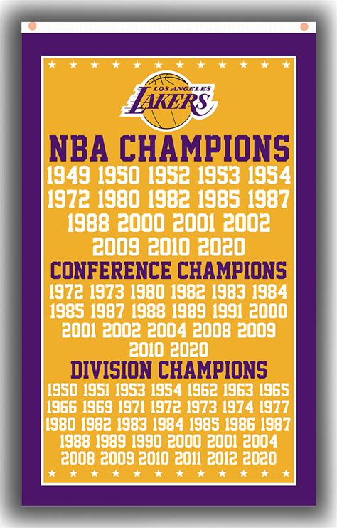 Los Angeles Lakers Championships Winner Memorable Flag 90x150cm 3x5ft ...