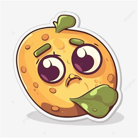 An Orange With A Sad Face Vector, L, Sticker, Cartoon PNG and Vector ...