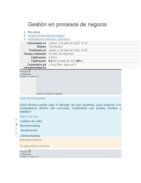 Autocalificable N° 03 Administración De Empresas De Servicios Gestión En Procesos De Negocio 1