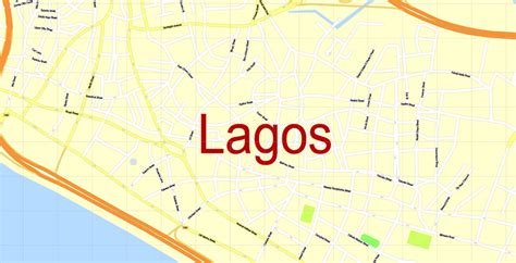 Map Lagos Nigeria Exact Detailed City Plan Street Map Adobe Illustrator