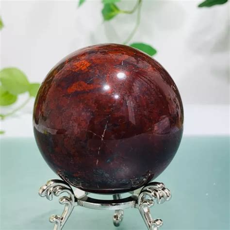 341G NATURAL RED Chicken Blood Stone Quartz Sphere Crystal Ball Healing