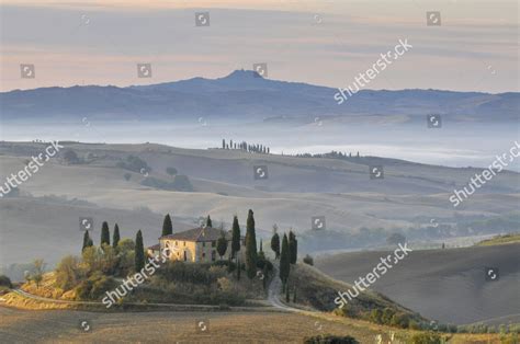 House Country Podere Belverde Morning Mist Editorial Stock Photo