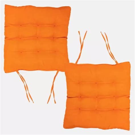 Kit 2 Assentos Almofadas Cadeira Banco Macia Bonita 40x40cm Cor Laranja