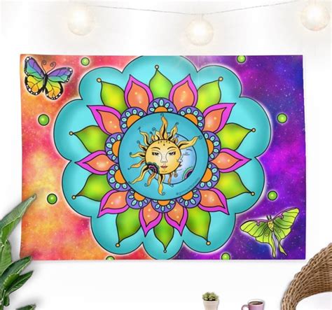 Sun and Moon Mandala Tapestries - Etsy