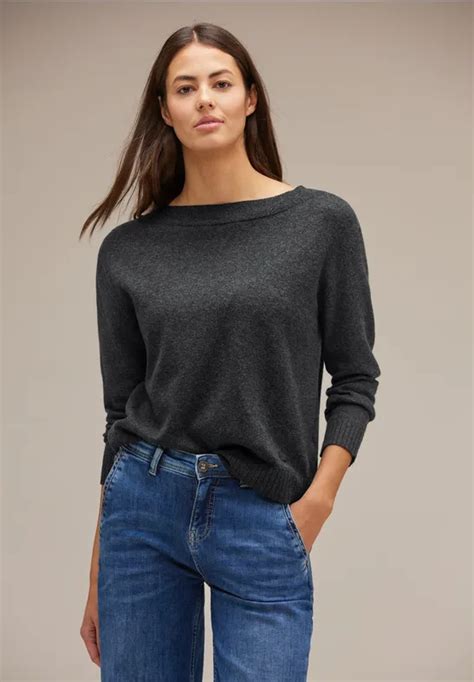 Street One Pull Over En Tricot Doux Pour Femmes En Gris Street One