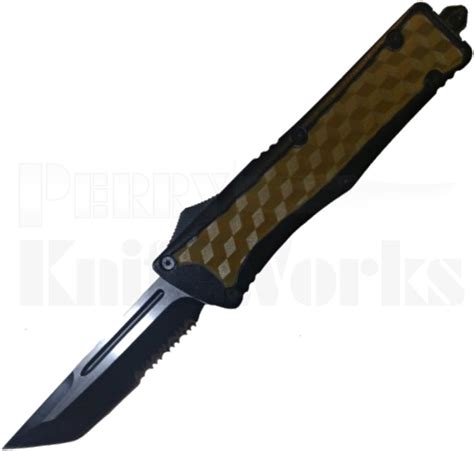 Delta Force Black/Brown Tanto Partially Serrated OTF Automatic Knife