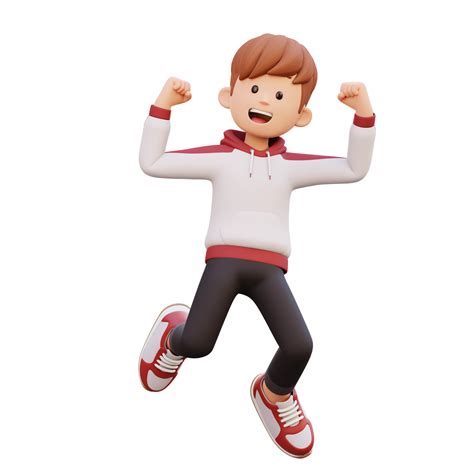 3d Male Character Happy Jumping 24132248 Png