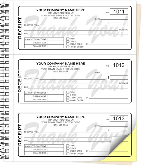 Amazon Custom Carbonless Receipt Form Books 8 5 X 7 Inches 3 Per