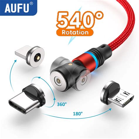 Aufu Led Magnetic Usb Cable For Iphone Xiaomi Samsung Type C Cable Usb