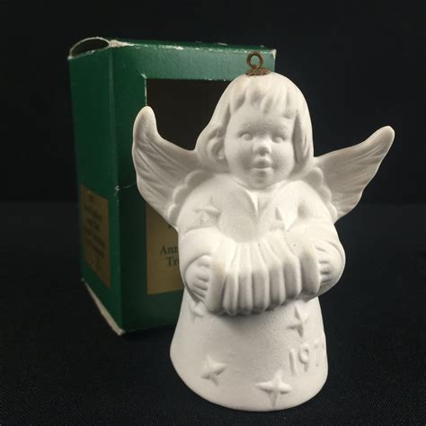 Goebel Bell Ornament Christmas Bisque Porcelain Angel With