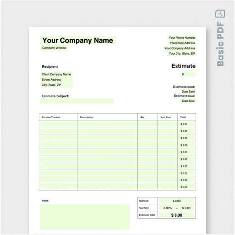 Free Printable Plumbing Estimate Forms Fillable Form 2024