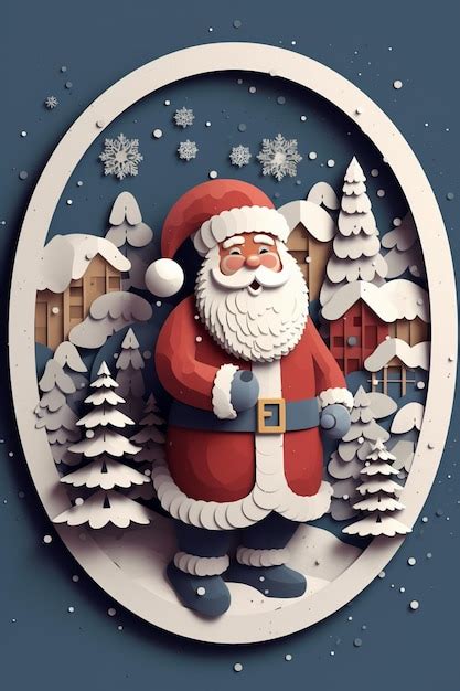 Premium Ai Image There Is A Paper Cut Santa Claus Standing In The