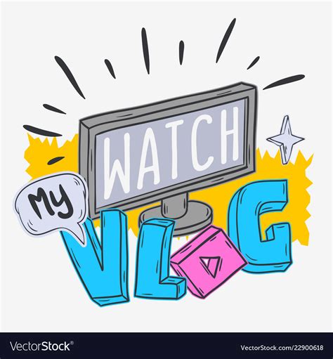 Vlog Video Blog Social Media Cartoon Style Design Vector Image