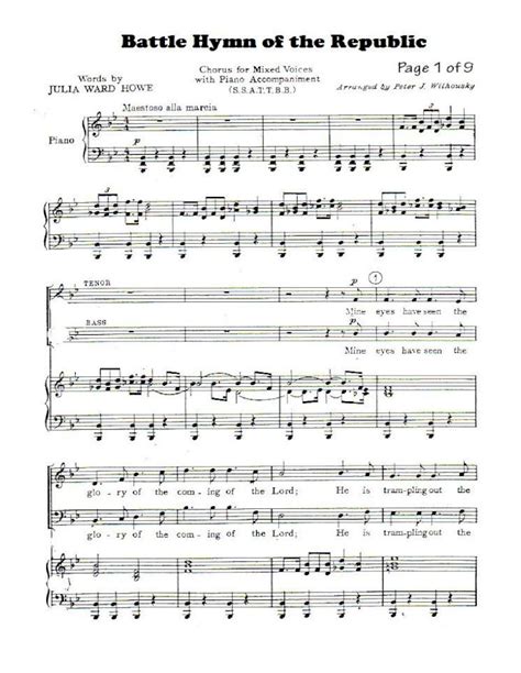 Pdf Battle Hymn Of The All Pdf Music Battle Hymn Of The Republic Satb Pdf