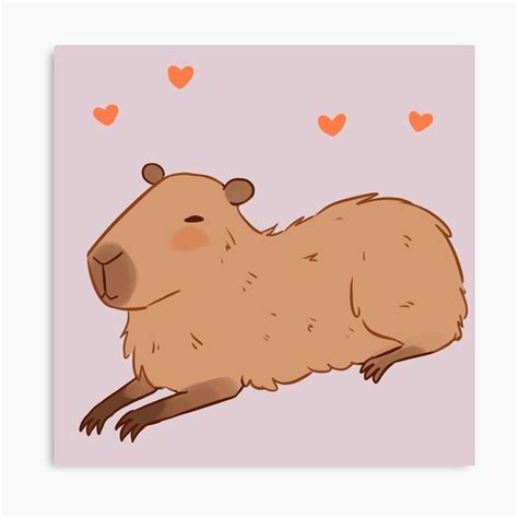 Capybara Cute Illustration Nice Capybara Pink Canvas Print For Sale