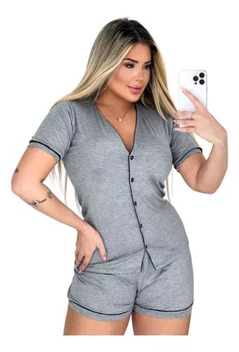 Pijama Curto Adulto Americano Feminino Short Doll Camiseta MercadoLivre