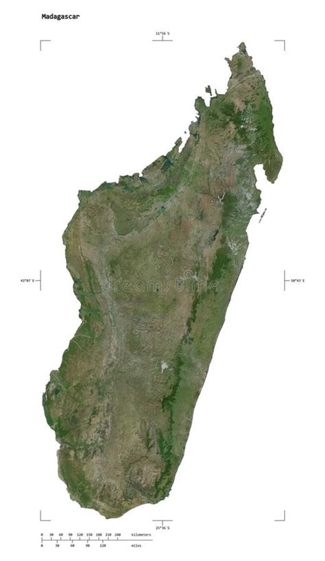 Madagascar Shape On White High Res Satellite Stock Illustration