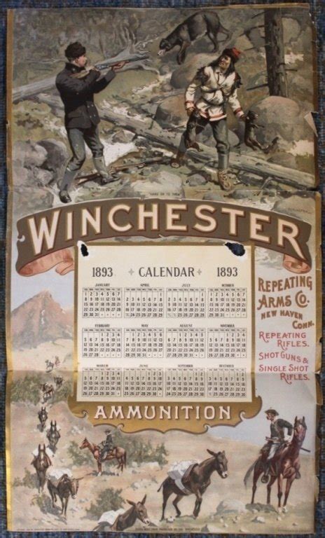 Unframed 1893 Winchester Calendar Lot 367