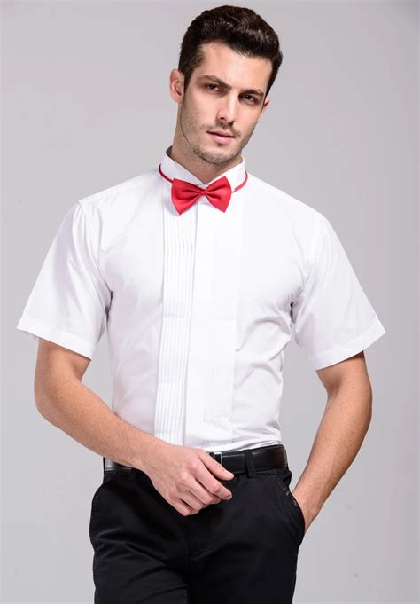 High Quality Formal Men Dress Shirts White Tuxedo Shirts Short Sleeve