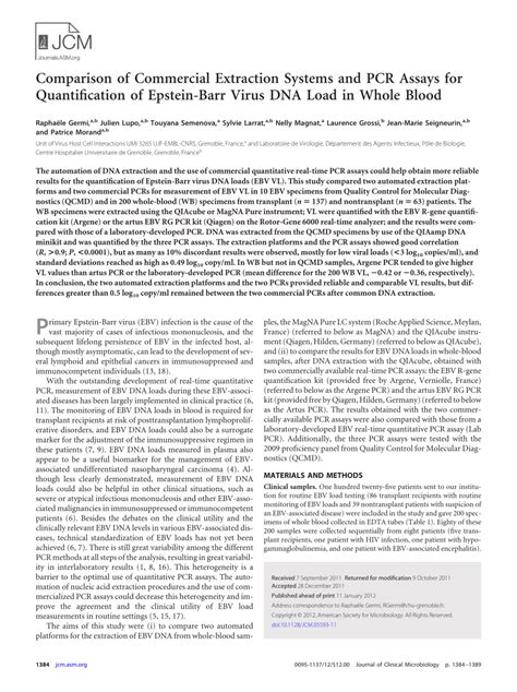 PDF Comparison Of Commercial Extraction Systems And PCR Assays For