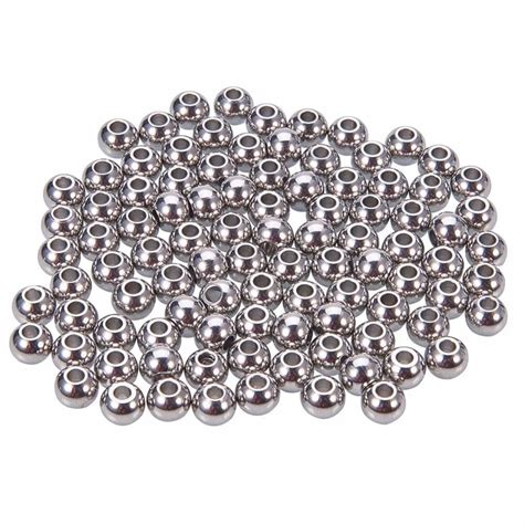 Pcs Mm Stainless Steel Smooth Round Metal Spacer Beads Loose