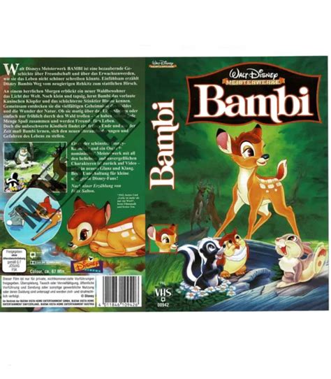 BAMBI WALT Disneys Meisterwerke VHS Einleger A4 Ohne Cassette