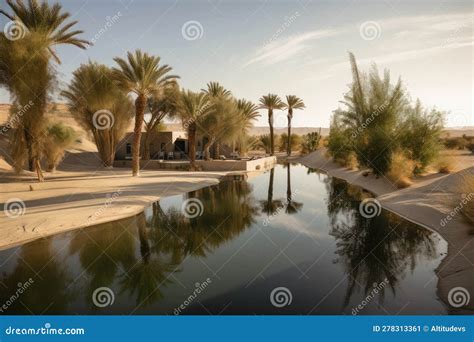 Desert Mirage of a Sparkling Oasis in the Middle of Nowhere Stock Illustration - Illustration of ...