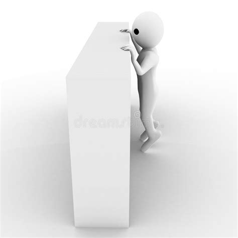 3d Man Sneaking Through Wall And Looking Something Illustration Stock