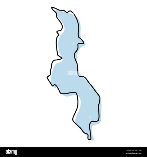 Stylized Simple Outline Map Of Malawi Icon Blue Sketch Map Of Malawi