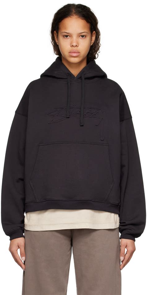 Stüssy Black Relaxed Oversized Hoodie Stussy