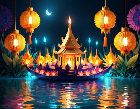 Premium Ai Image Colorful Loy Krathong Festival In Thailand