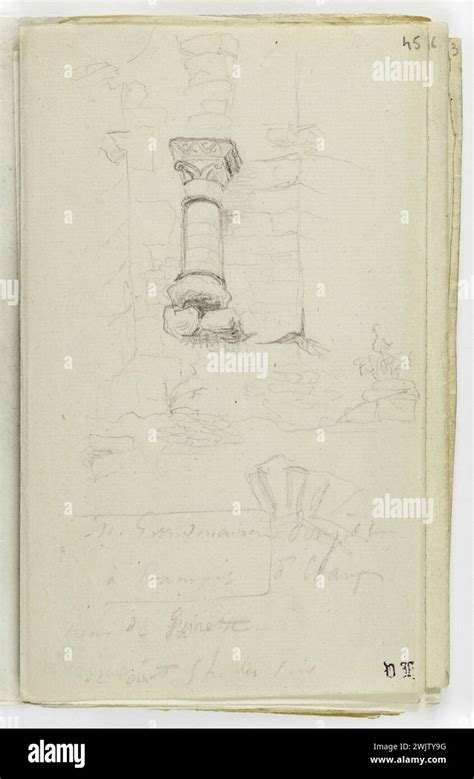 Victor Hugo 1802 1885 Guinette Tour Graphite Pencil On Woven