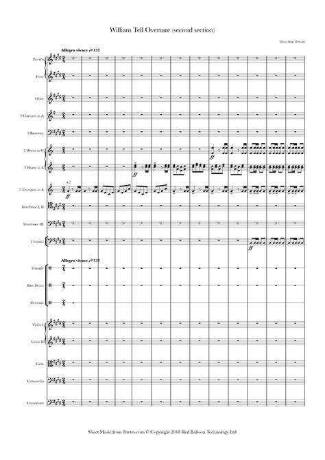 Rossini William Tell Overture Sheet Music For Orchestra