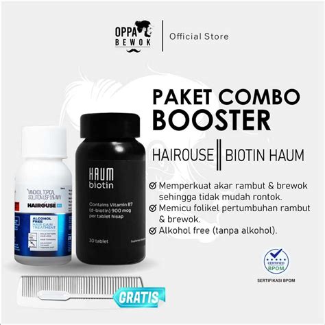 Jual PAKET HEMAT MINOXIDIL DAN BIOTIN 7500mcg Penumbuh Brewok Jenggot