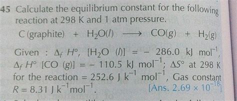 Determine H For The Following Reaction At K And Constant Pressure