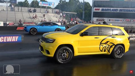 1 300 Hp Dodge Hellcat Drags 1 000 Hp Jeep Trackhawk Prepare To Be Rwd Vs Awd Amazed